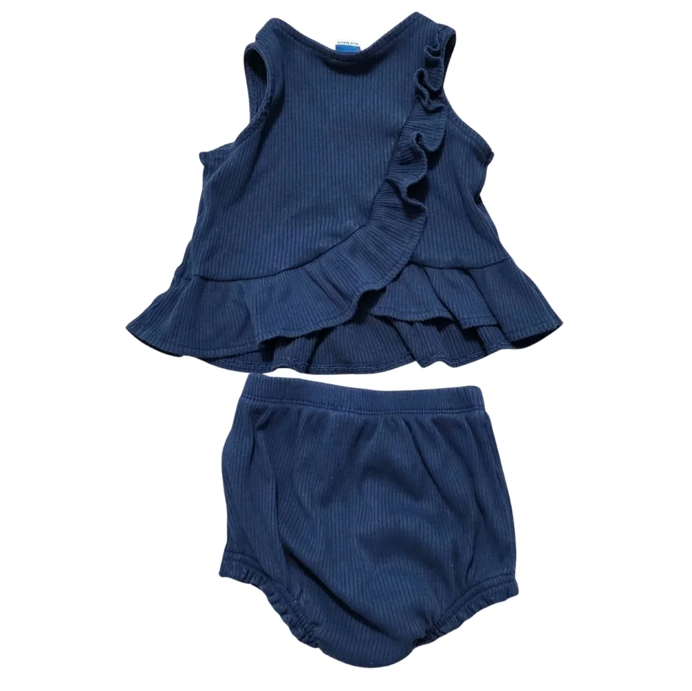 Old Navy - Navy Blue Butterfly Baby Girl Top and Shorts Set